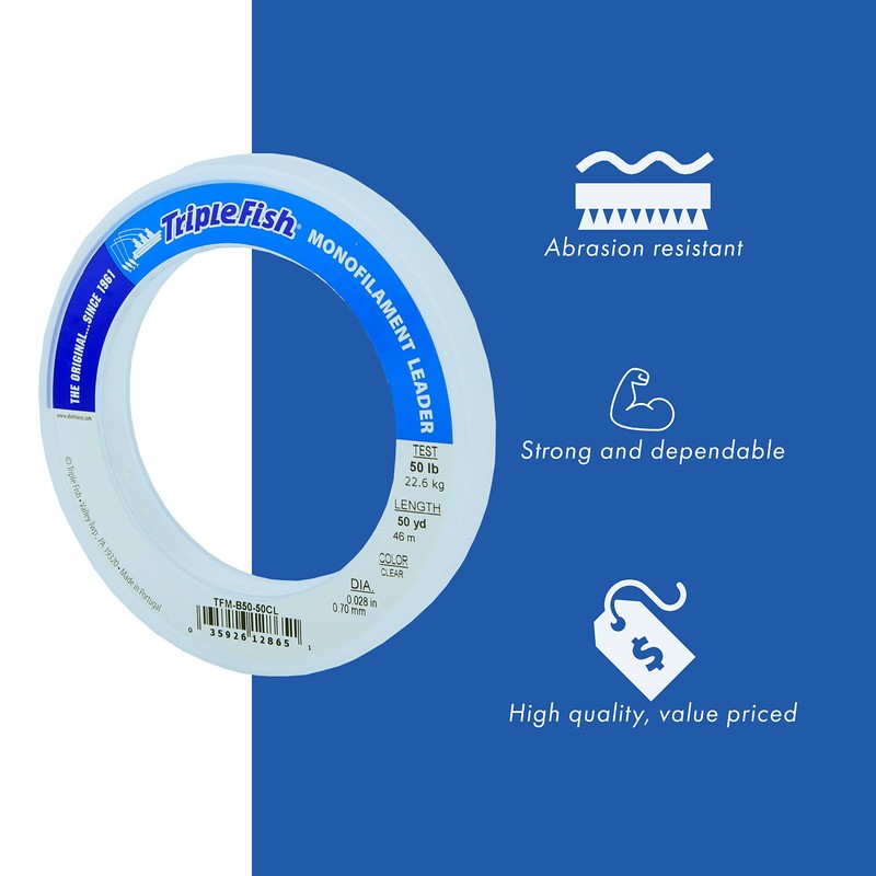 Triple Fish Monofilament Leader, 60 lb / 27.2 kg Test,