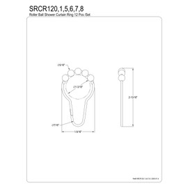 Kingston Brass SRCR120 Edenscape Roller Ball Shower Curtain Rings (12Pcs/Set) 2-13/16 Inch Length Matte Black