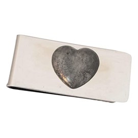 Gamekeepers Cottage gifts Love Heart Metal Money Clip in Pouch with Free Engraving 408