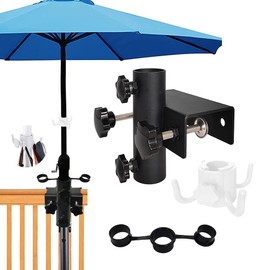 Parasol Holder, Balcony Railing, Adjustable, Space-Saving Parasol Holder, Balcony Diameter 25-38 mm, Umbrella Holder, Balcony Railing, Parasol Stand, Suitable for Maximum Width 5 cm (Black)