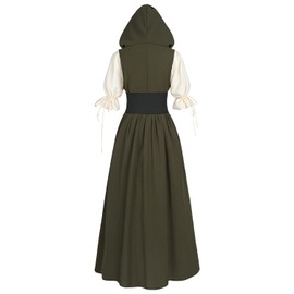 CR ROLECOS Renaissance Costume Dress Women Medieval Costume Pirate Overdress with Blouse Corset Belt XL