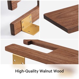 SARIHOSY Toilet Paper Holder with Solid Wood Shelf, Brushed Brass Wall Mount Double Roll Gold Holders Toilet Paper Storage for Bathroom and Washroom