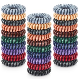 TailaiMei 30 Pcs Hair Spiral, TailaiMei No Crease Coil Hair Ties, Phone Cord Hair Ties for Thick Hair - Women Ponytail Holder Elastics(10 Color)