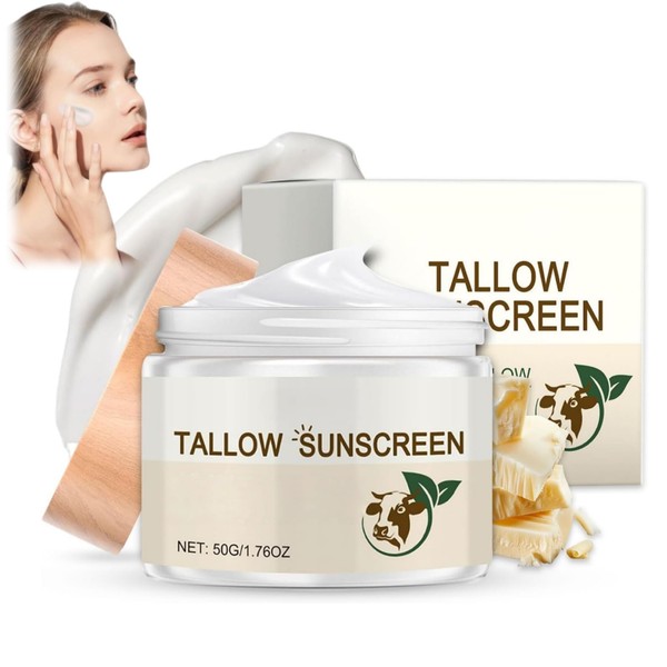 Beef Tallow Sunscreen Spf 50,Beef Tallow Face Cream,Tall-Ow Sunscreen,Deeply Nourishing