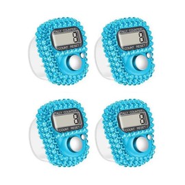 Jizlan 4Pcs Finger Counter - 20g Electronic Finger Counter, 5-Digit Number Count Clicker, Counter Clicker Finger Pitch Counter, Electronic Finger Counter, Finger Tally Counter for Pitch (Blue)