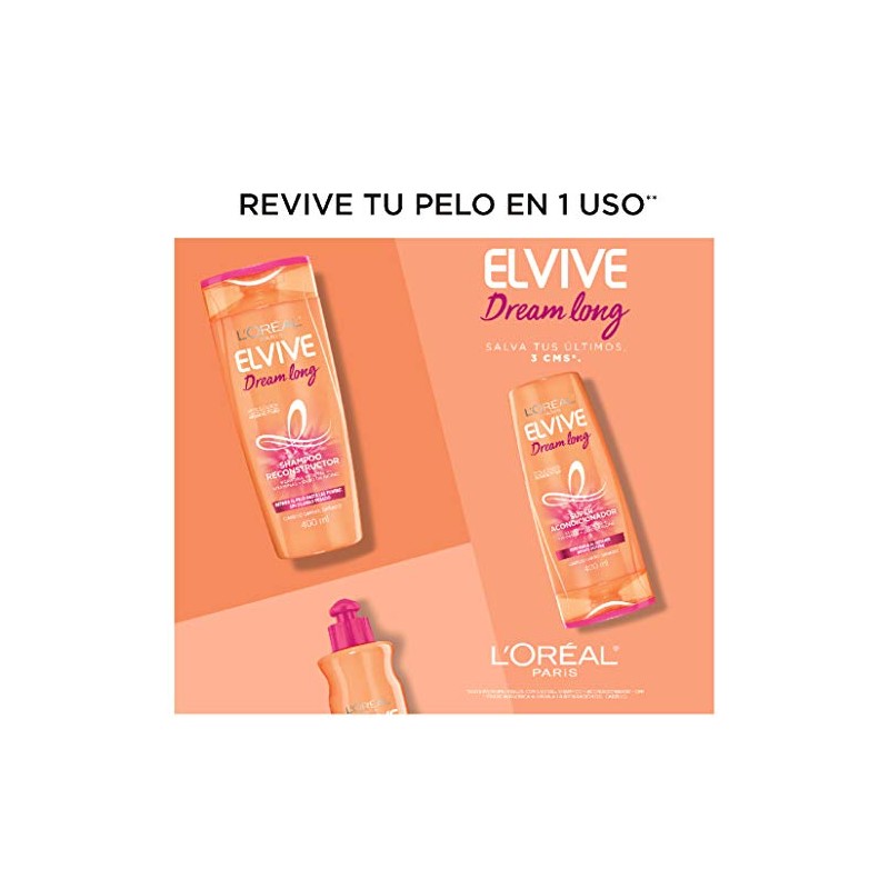 L'Oréal Paris Shampoo para Cabello Dañado, Dream Long Elvive, 680