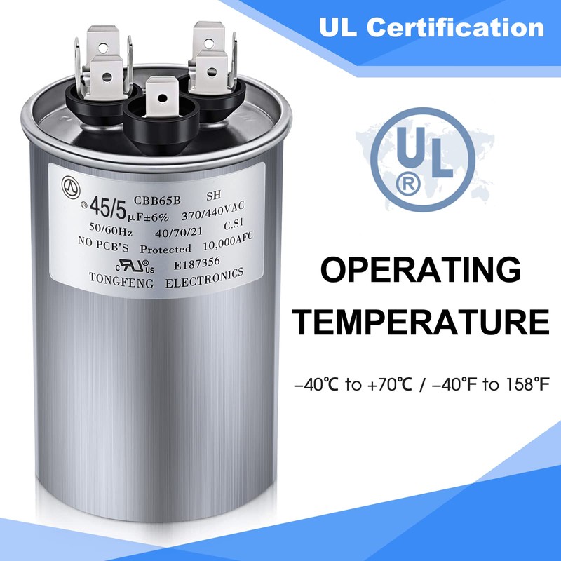 Frienda 45+5 MFD 45/5 uf ±6% 370V or 440V VAC