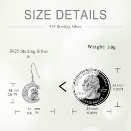 POPLYKE 925 Sterling Silver Celtic Cat/Fox/Moon Owl Earrings, Cute Animal Earrings, Gift for Women (Moon Owl)