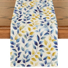Leaves 210 GSM Summer Table Runner, Seasonal Spring Kitchen Dining Table Decoration for Home Party Decor 13x72 Inch