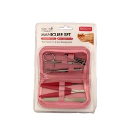 TooToo 7PCS Manicure Pedicure Set Stainless Nail Clippers Kit Cuticle Grooming Case (Pink)