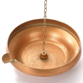 Rain Chain Anchoring Basin, Hand Hammered Bowl for Rain Chain Downspout Gutters, Rain Chain Anchor with S-Hook, Heavy Duty Metal Rain Chain Basin of Chain Display for Outdoor, 12.9" Diameter, 4" High