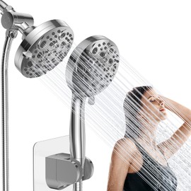 Jasinber Doble Regaderas para Baño Alta Presion 5” Cabezal de Ducha de 8+2 Modos Regadera de Telefono para Baño Ducha de LLuvia Regadera de Mano con Manguera Regadera de Presion de 8 Modo