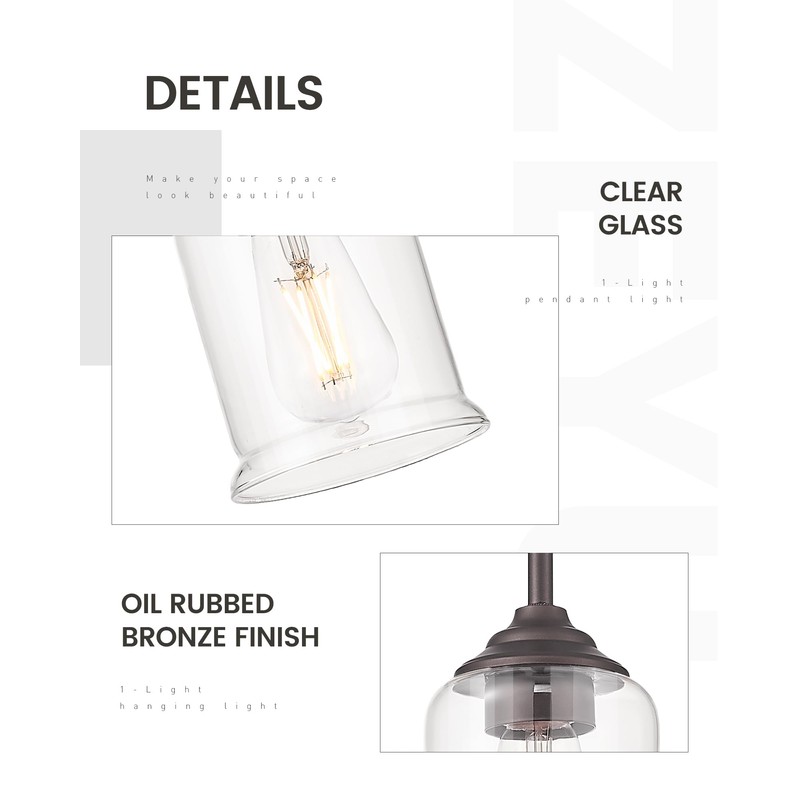 zeyu Farmhouse Pendant Light, 1-Light Pendant Light Fixtures for Kitchen