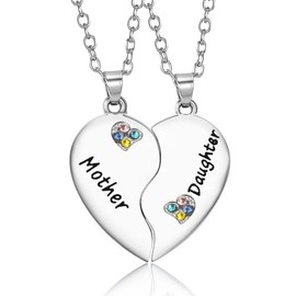 Moms Christmas Gifts from Daughter Necklace for Mama Necklaces for Women Mother Daughter Gifts for Mom Birthday Gift Ideas Half Heart Necklace for Girls Gifts for Mommy Daughter Matching Necklaces