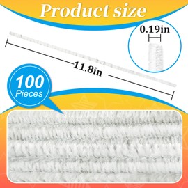 100PCS White Color Pipe Cleaners,Colored Pipe Cleaners for Crafts,Pipe Cleaners Set,Pipe Cleaner Craft,Art and Craft Supplies