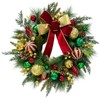 22 Inch Lighted Christmas Wreath with Timer, Red Bow and