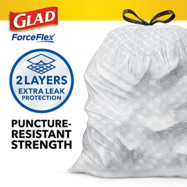 Glad ForceFlex Tall Kitchen Drawstring Trash Bags, 13 Gal, Gain Lemon Zest, 40 Ct (Package May Vary)