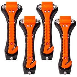 4 Pack Car Emergency Escape Tool Kit - Double-Ended Window Breaker & Seat Belt Cutter with High-Visibility Reflective Handle, Automotive Safety Hammer for Instant Glass Shattering & Emergency Egress