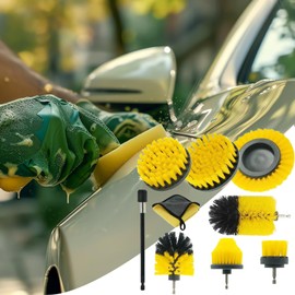Drill Cleaning Brush Attachment Set | Drill Scrubber Brush Kit - Long-Reach Scrubber Flexible for Outdoor Equipment Upholstery Engine Bay Wheel Rim Car Detailing