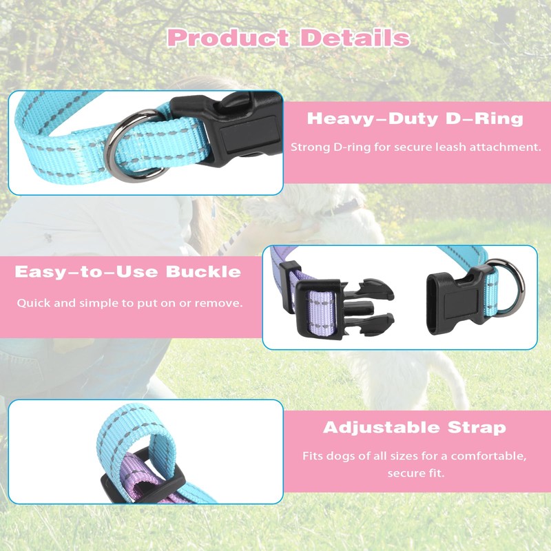 Soottaci Reflective Dog Collar, Adjustable Soft Nylon Pet Collar with