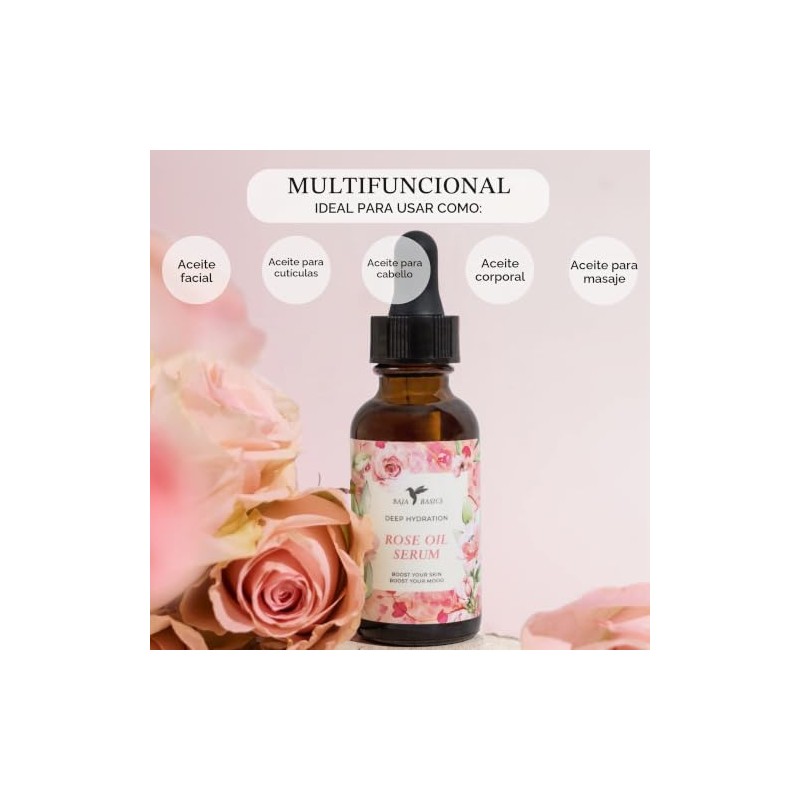 Baja Basics Aceite De Rosa Para El Rostro, Aceite Esencial