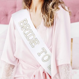 CIEHER Bridal Sash Pearl Bride to Be Gifts Bachelorette Party Favors Bride Sash BRIDE TO BE Sash Bridal Shower Decorations