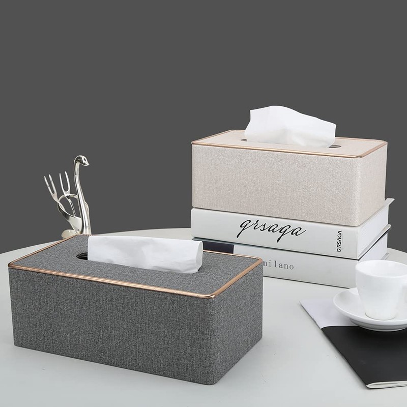 KINGFOM Tissue Box Cover PU Leather Rectangle Tissue Box Holder