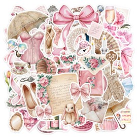 150 PCS Aesthetic Pink Sticker Pack, Girly Vinyl Decals for Women and Teens, Cute Waterproof Laptop and Water Bottle Stickers, Coquette Aesthetic Set for Scrapbook, Journal, and Phone Decor