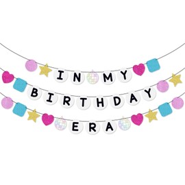 In My Birthday Era Banner -Friendship Bracelet Birthday Banner, Colorful Glitter Banner for Singer Girls Women Birthday Party Decorations