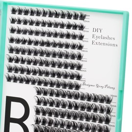 Bodermincer Large Tray 17 Rows 9 Colors Mix Cluster Lashes Extensions Colorful Individual False Cluster, Light Pink, Rose Red, Fluorescent Pink, Fluorescent Yellow, Fluorescent Orange,Light Purple, Deep Green, and Deep Blue (Black 12-14-16-18mm MIX)