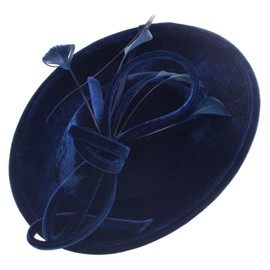 Lawliet Elegant Womens Loop Velvet Wedding Occasion Church Fascinator Headpiece Hat A624(Navy Blue)