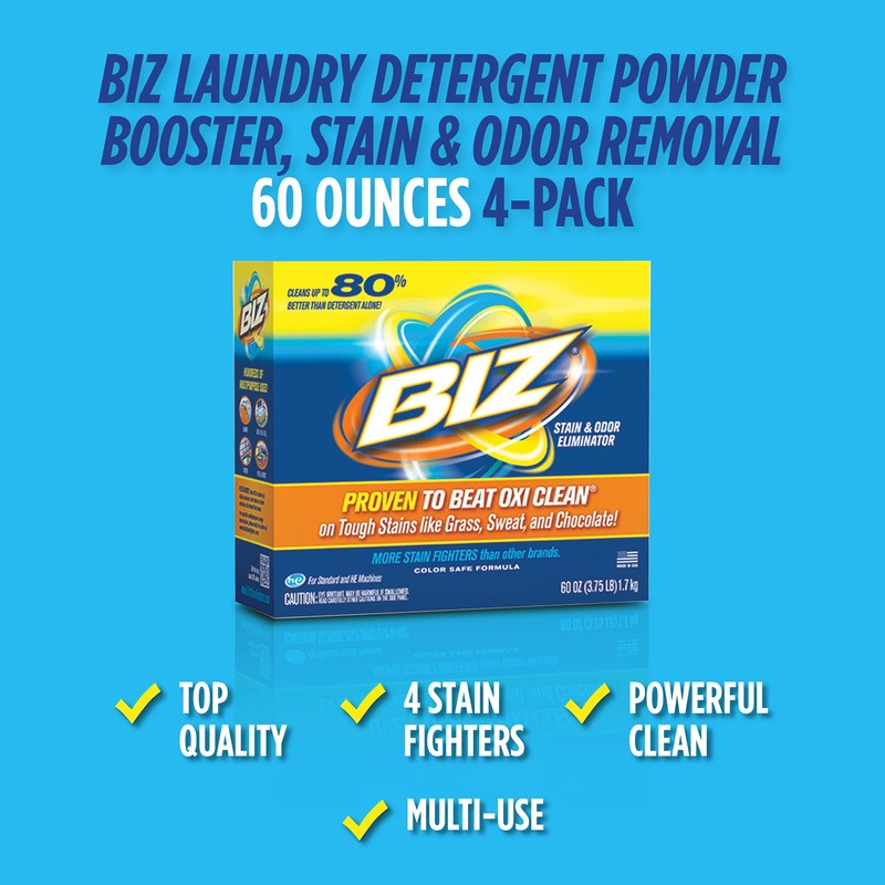 Biz Laundry Detergent Powder Booster, Stain & Odor Removal -