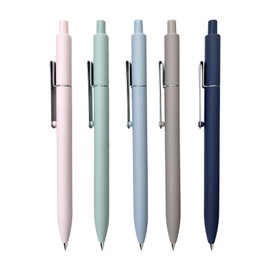 Kaco MIDOT Gel Ink Pens 5 Pieces All Black Ink 0.5mm Fine Point Retractable Soft Touch Grip Aesthetic Cute Colored Pens Office School Supplies Stationery