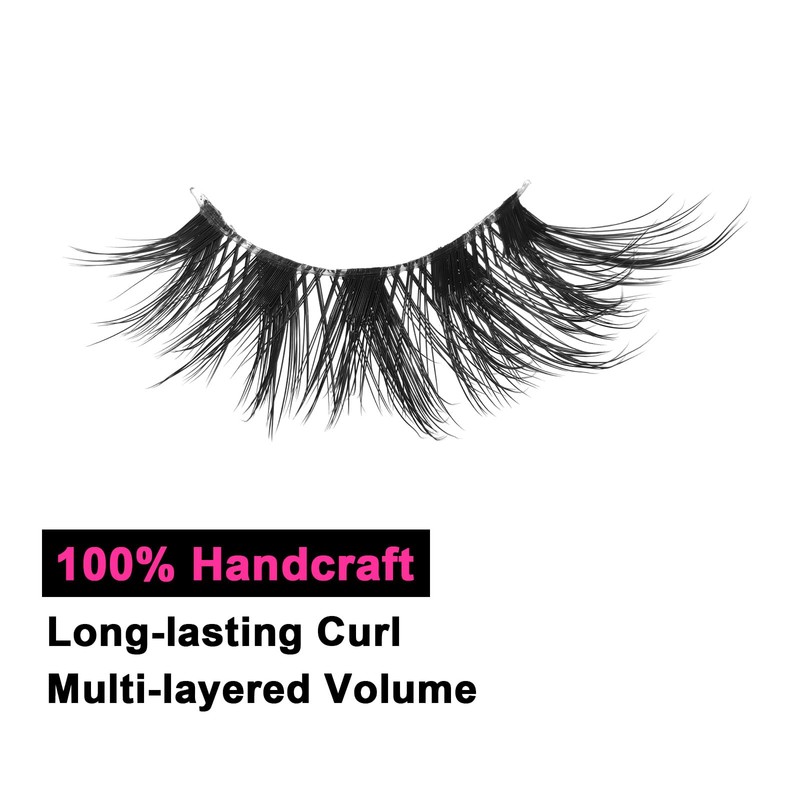 SY SHUYING Faux Mink Eyelashes 15mm with Clear Band, Fluffy