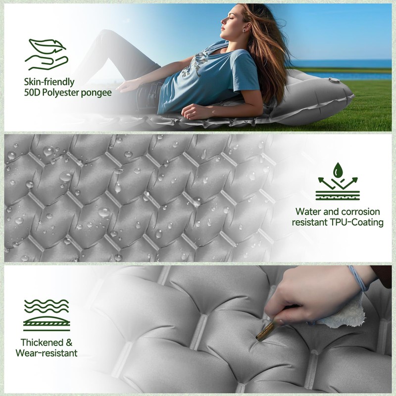 Camping Sleeping Pad 4" Extra Thick Ultralight Inflatable Sleeping Pad