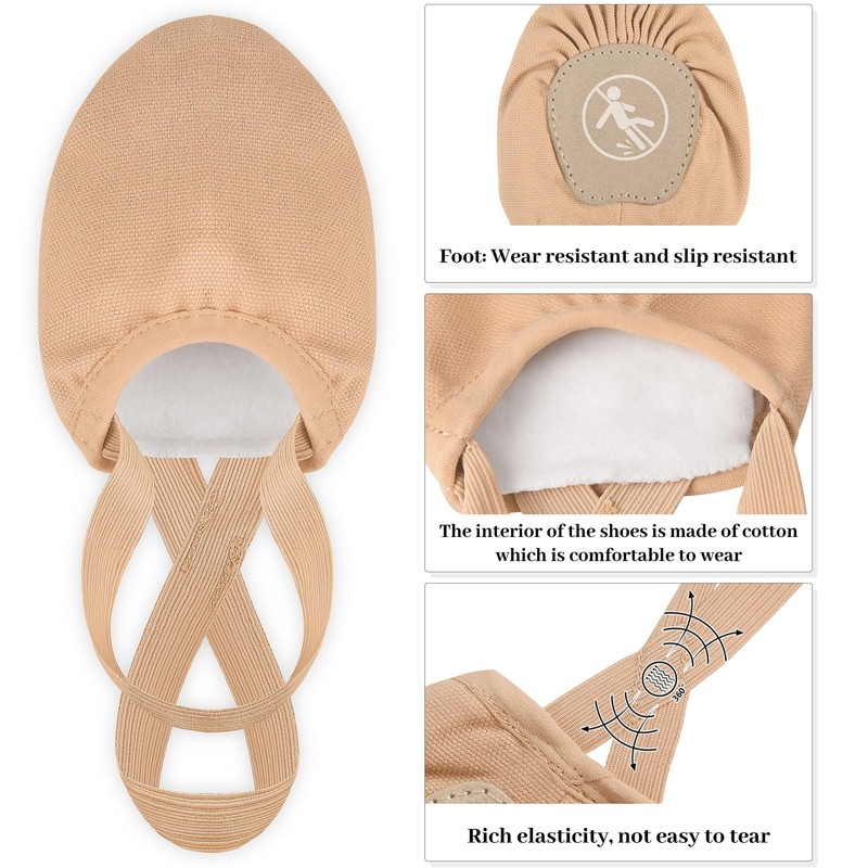 Tegmk Women's Stretch Canvas Half Dance Soles Pirouette Lyrical Turners