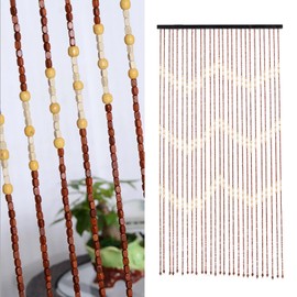 Retro String Curtain, Door Curtain, Wooden Bead Curtain, Divider Window Curtain, 27 Line String Curtain, Strip Curtain, Decorative for Doors, Windows