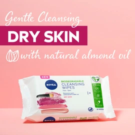 NIVEA 3in1 Caring Cleansing Wipes Dry Skin (25 sheets), Plant-Based Biodegradable Wipes, Face Wipes for Dry Skin, Gentle yet Effective Make-Up Removal