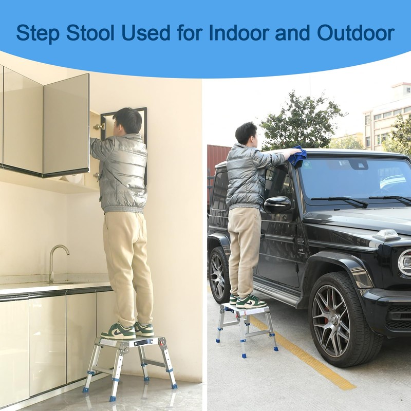 Loyoda Folding Step Stool for Adults, Aluminum Work Platform Adjustable