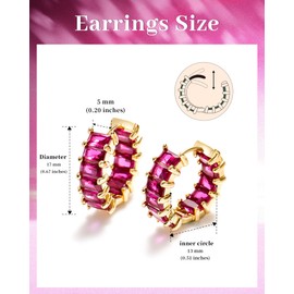 MESOVOR Hoop Earrings with Cubic Zirconia for Women, 18K Gold Plated Multicoloured Cubic Zirconia Earrings, Jewellery, Gifts for Women and Girls, Gold-plated, Cubic Zirconia