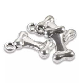 Hackberry Creek 20 Silver Dog Bone Charms, Pet Lover Craft Supplies for DIY Jewelry & Keychains