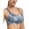 RELLECIGA Women's Blue Leaf Scoop Neck Strappy Cutout Sport Bra