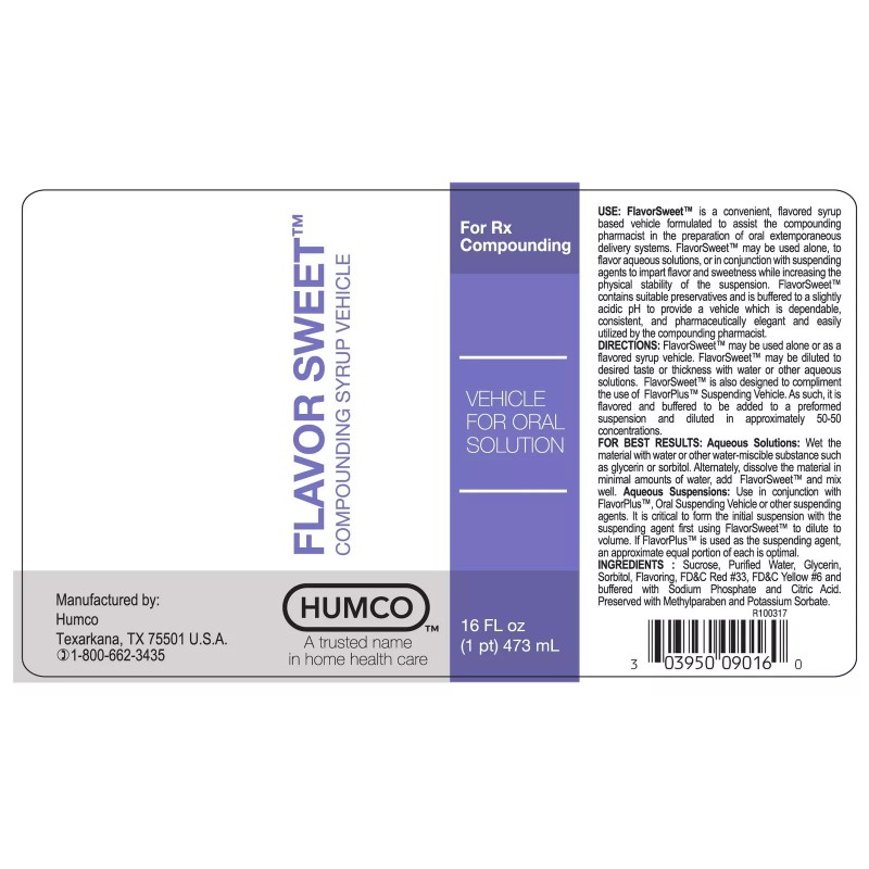 Humco Flavor Sweet SF Compounding Syrup Vehicle Sugar Free Formula