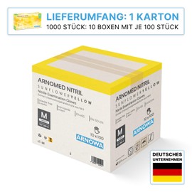 ARNOMED Disposable Gloves, Yellow, M, L, XL, Pack of 1000 (10 x 100)