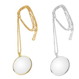 2 Pieces Magnifying Glass, Pendant Magnifier, Necklace Magnifier, Portable Magnifying Glass, Monocle Lens, Hanging Magnifying Glass, for Reading Books, Newspapers, Work or Travel