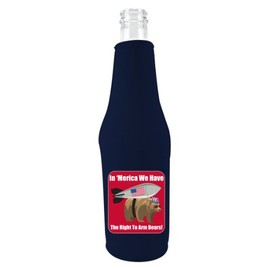 Right to Arm Bears Beer Bottle Coolie Navy Blue