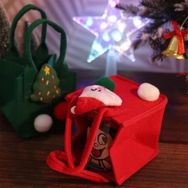 Christmas Candy Bag 2PCS Cute Cartoon Christmas Treat Bags Mini Felt Candy Cookies Storage Bag Christmas Gift Tote Hangdbag New Year Party Supplies