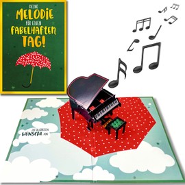 bentino PopUp Birthday Card with Music Effect, Playing the Song Comptine d'un Autre été (Cover), DIN A5 Set with Envelope, Atmospheric Greetings Card, Original Greeting Card