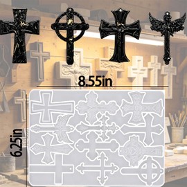 12 Cavity Cross Resin Molds, Silicone Cross Molds for Epoxy Resin,Silicone Molds for Pendant Keychain,Casting Mold for DIY Craft