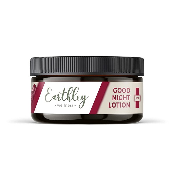 Earthley Wellness, Good Night Lotion, Magnesium Lotion, Apricot Oil, Shea Butter, Mango Butter, Candelilla Wax, Lavender Essential Oil, Vegan (Regular, 8oz)